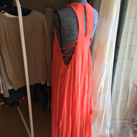 ASTR THE LABEL-CORAL PINK LACE-UP MIDI DRESS - Picture 5 of 8